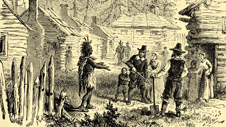  Samoset speaks English to the British colonists