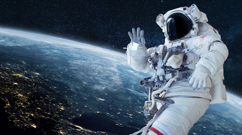 An astronaut on a spacewalk