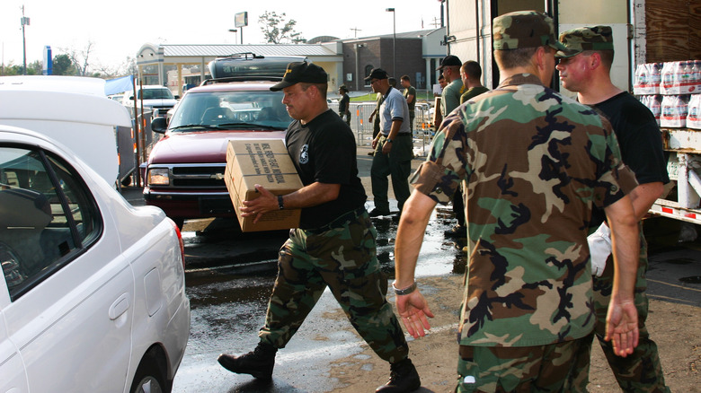 loading emergency supplies after Hurricane Katrina