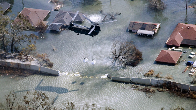 Broken levee after Hurricane Katrina