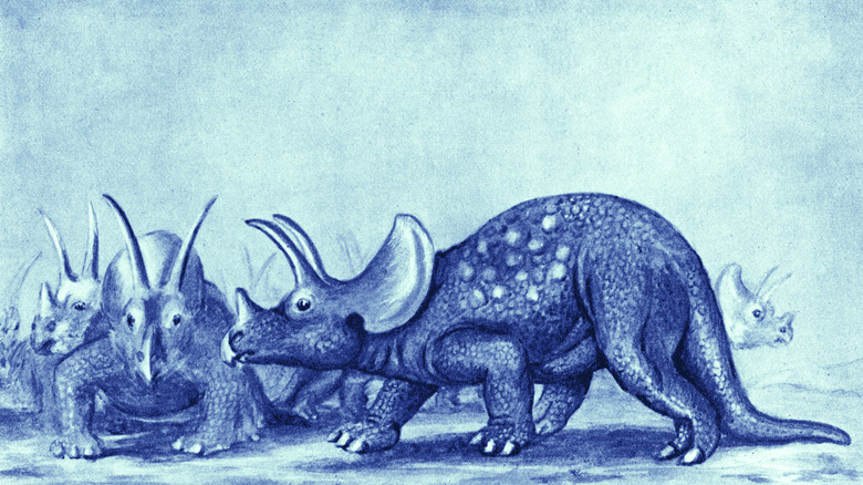 old art featuring inaccurate Triceratops