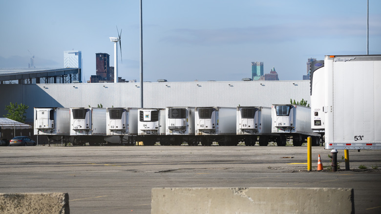 Temporary morgue refrigeration trucks