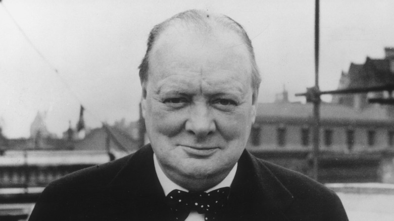 Winston Churchill smiling bow tie