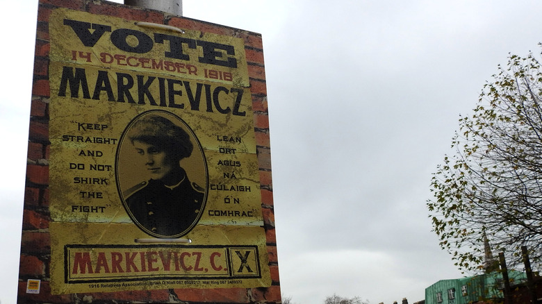 Poster in Dublin commemorating the election of Constance Markievicz