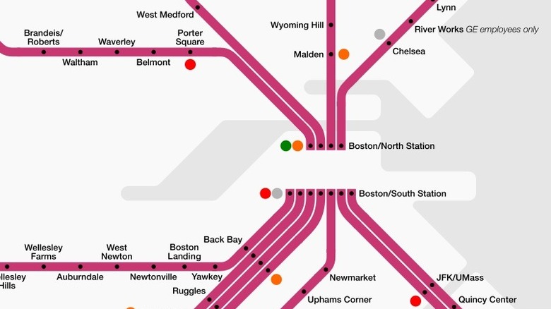 Diagram of the MBTA Commuter Rail system