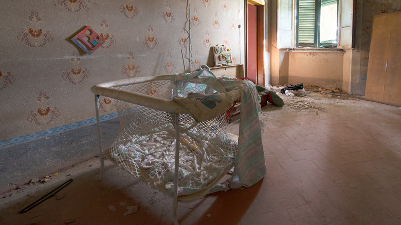 crib in abandoned building