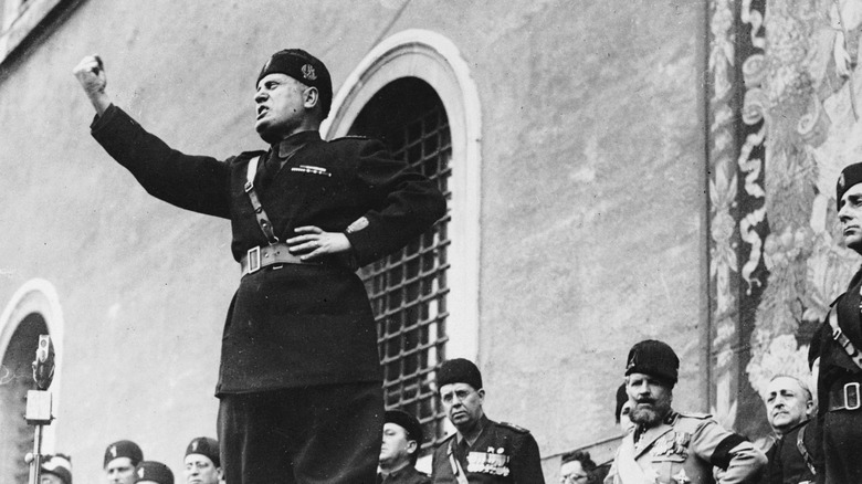Benito Mussolini giving a speech