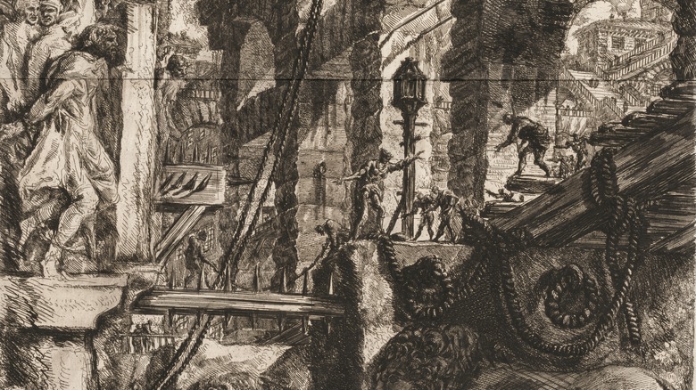Detail of Imaginary Prisons etching