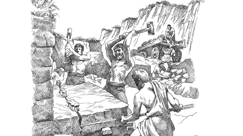 Drawing of Roman quarry