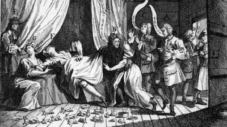 Mary Toft giving birth to rabbits