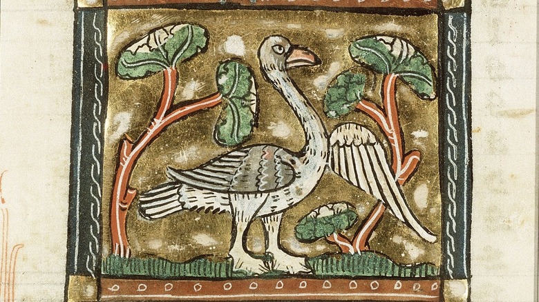Medieval goose illustration miniature
