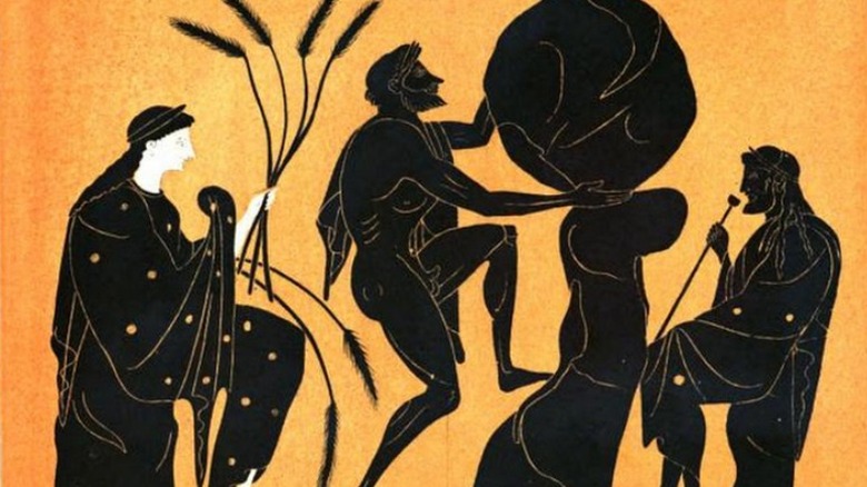 sisyphus on pottery