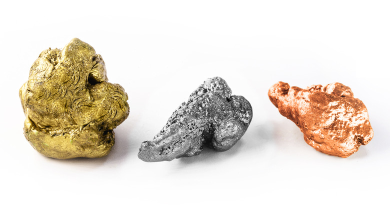 Gold, silver and bronze nuggets