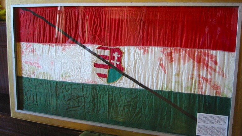 Hungarian flag at track and field stadium