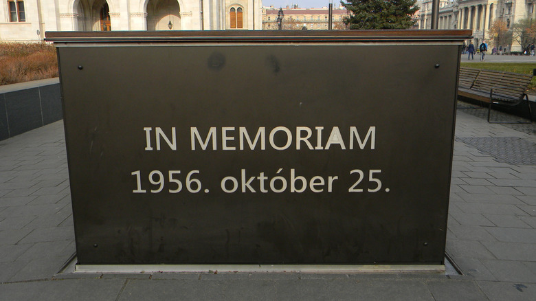 Sign commemorating 1956 Hungarian Revolution