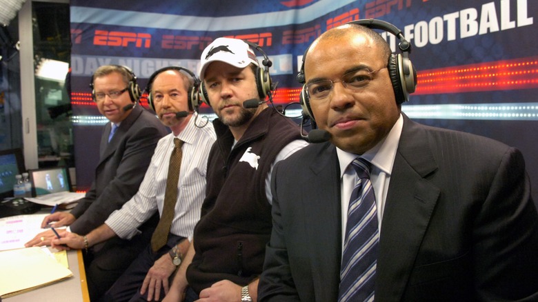Mike Tirico with Russel Crowe