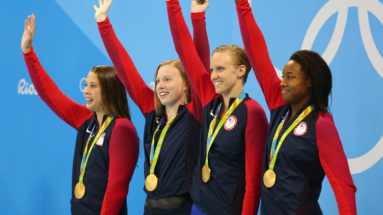 Lilly King standing Olympic podium