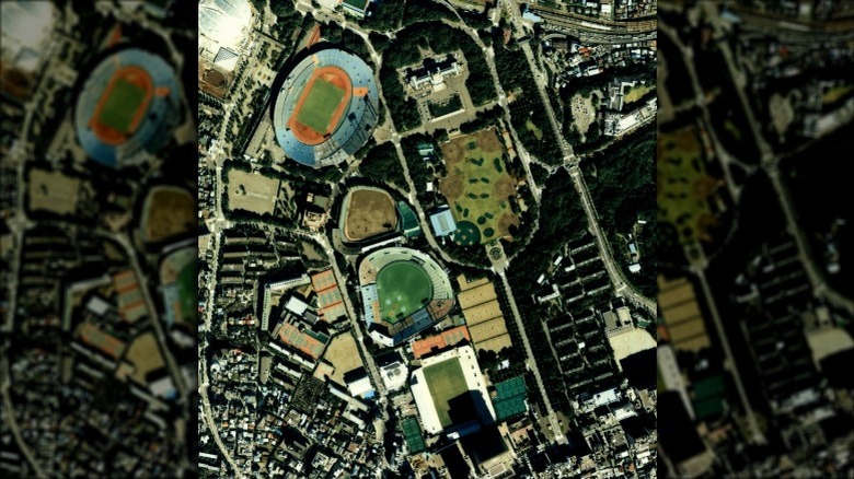 Tokyo olympic park bird's eye view