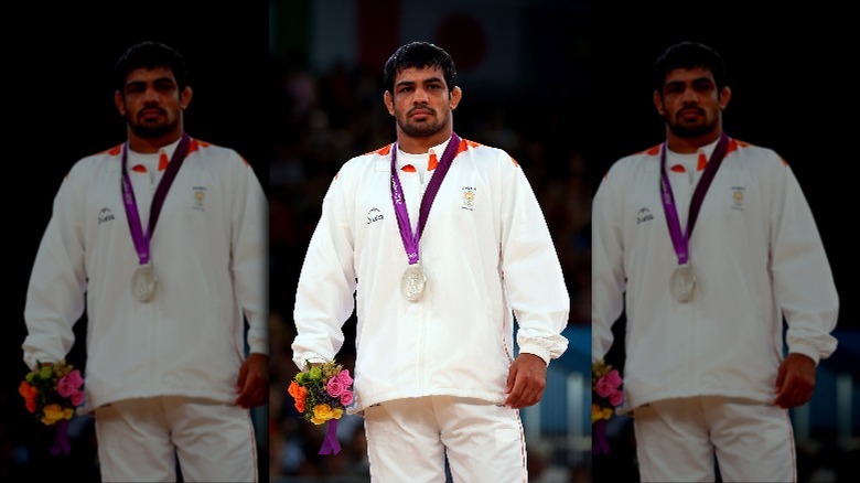 Sushil Kumar with his olympic medal