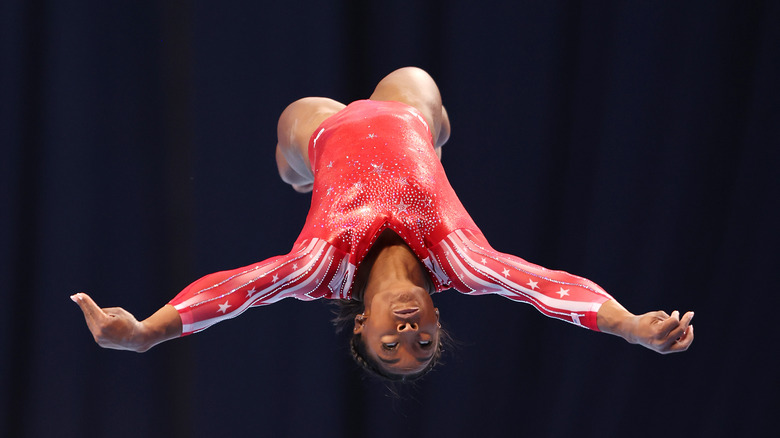 Simone Biles performing floor exercises