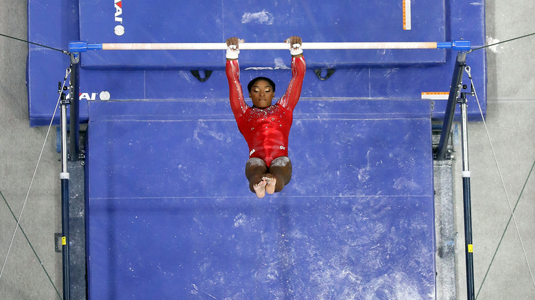 Simone Biles on the uneven bars