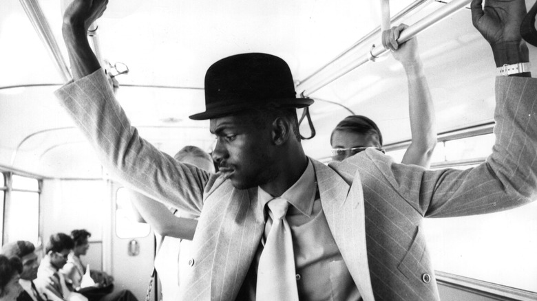 Bob Beamon riding a train in 1969