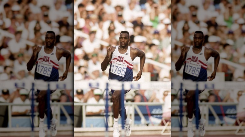 Kevin Young competing at the 1992 Olympics