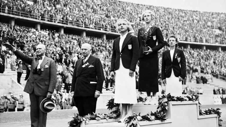 Marjorie Gestring winning gold at the 1936 Olympics