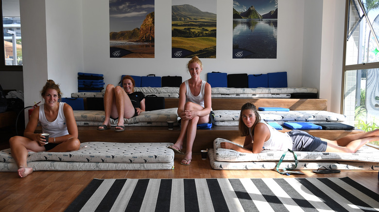 Athletes relaxing in the Rio Olympic Village