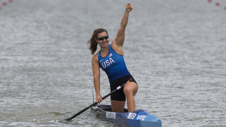 Nevin Harrison on a canoe