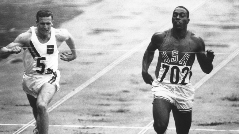 Bob Hayes (right) at the 1964 Olympics