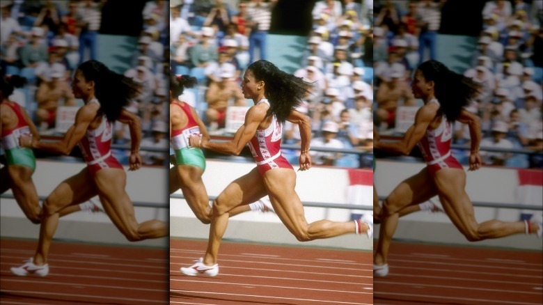 Florence Griffith-Joyner running at 1988 Olympics