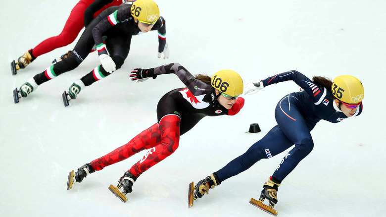 Speed skaters at the Olympics