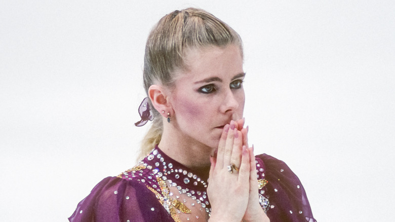 Tonya Harding with hands in prayer