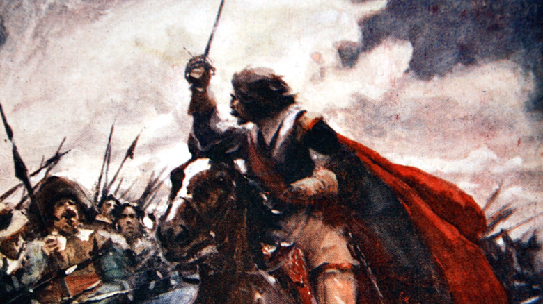 Albrecht Von Wallenstein on a horse in battle 