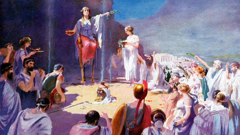 Consulting the Oracle at Delphi painting