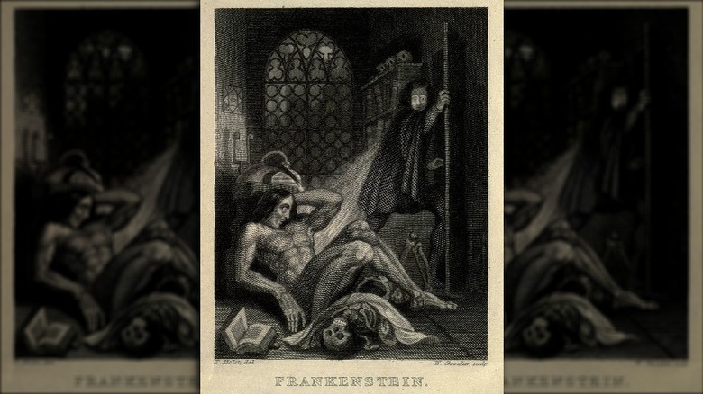 Inside cover art from the 1831 edition of Frankenstein
