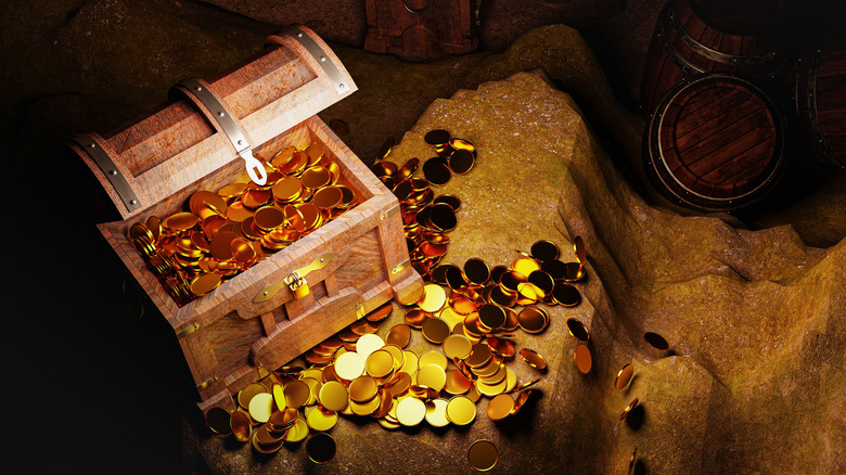 Gold treasure in a cave