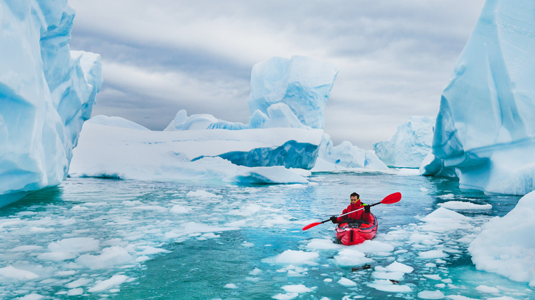 exploring glaciers in Antarctica