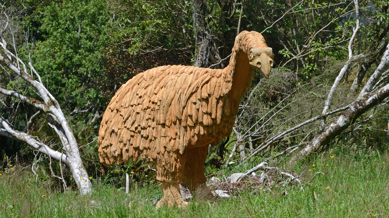 wooden moa sculpture New Zealand