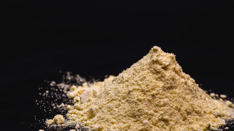 Sulfur powder black background