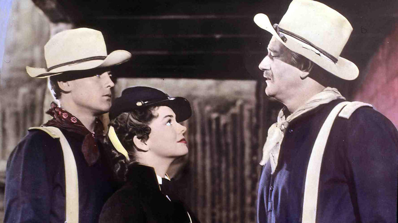 John Agar, Joanne Dru and John Wayne in 