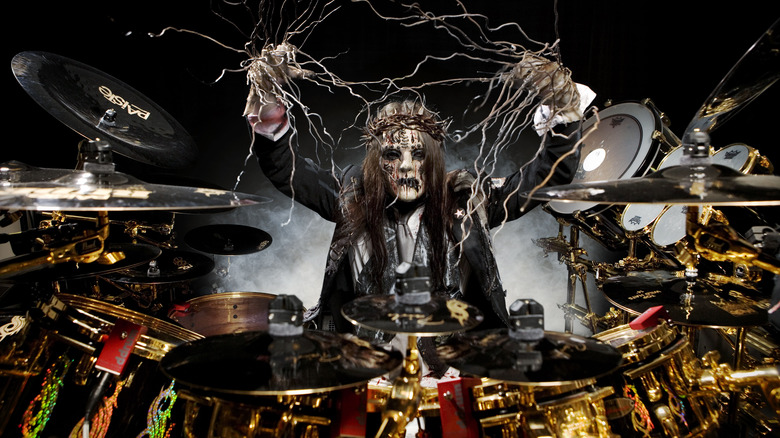 Joey Jordison on the drums