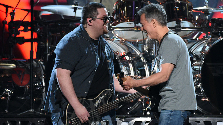 Wolfgang and Eddie Van Halen onstage
