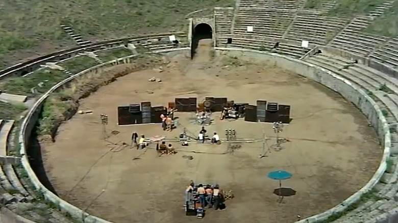 Pink Floyd performing in Pompeii