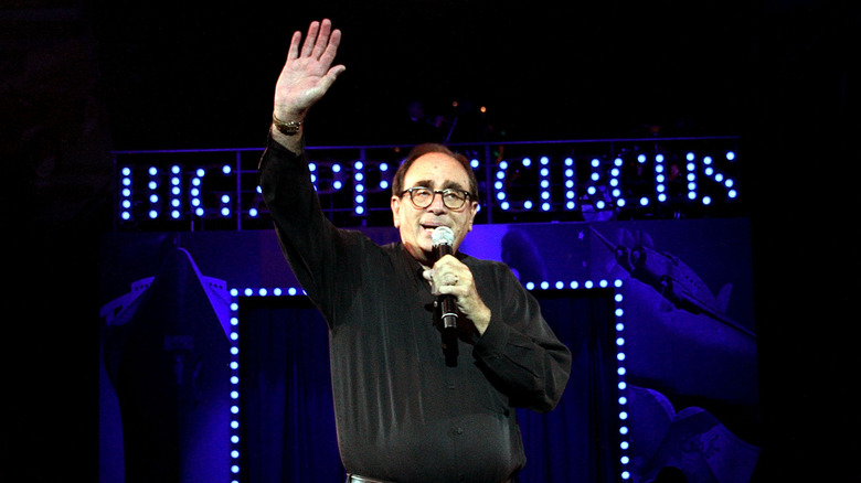 R.L. Stine waving on stage at the Big Apple Circus