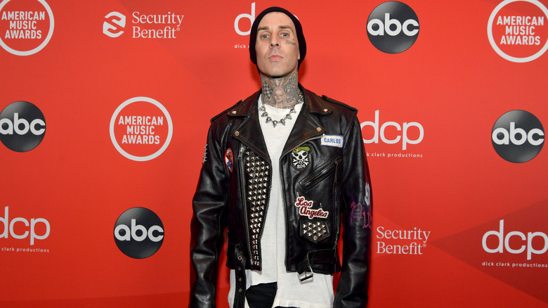 Travis Barker American Music Awards leather jacket
