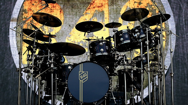 Neil Peart's drum set in 2015