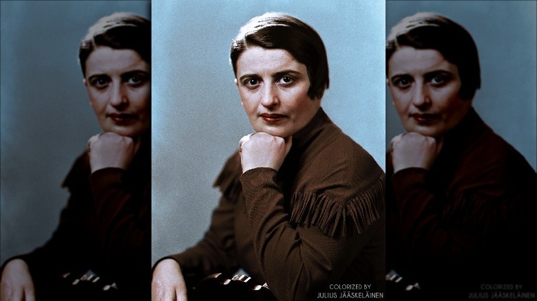 Ayn Rand posing for a portrait