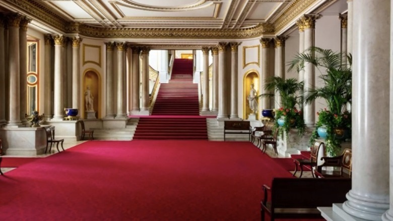Red carpet inside Buckingham Palace 